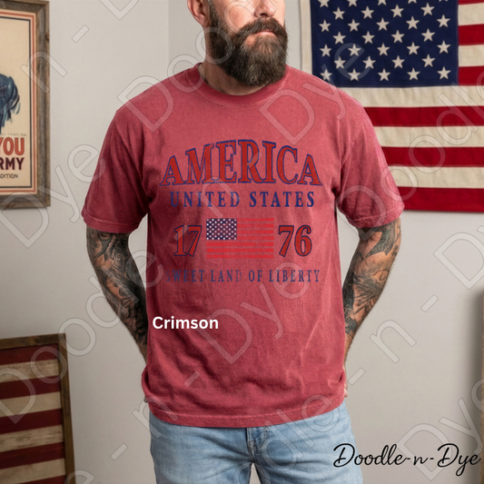 America 1776 Sweet Land of Liberty Shirt – Comfort Colors Patriotic USA Tee for 4th of July, Summer Events, Parades & Americana Outfits