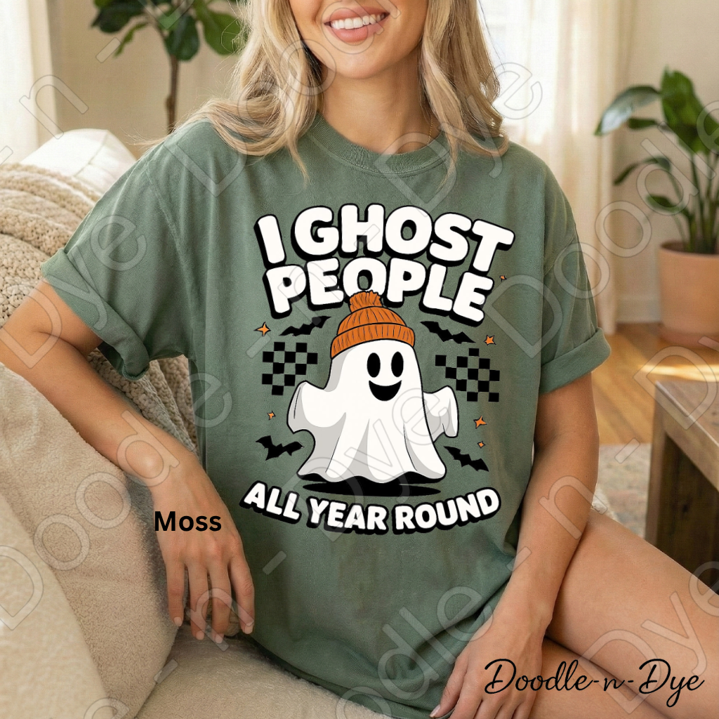 I Ghost People All Year Round Shirt, Funny Ghost Halloween Tee, Comfort Colors Ghost Shirt, Introvert Humor Shirt, Cute Spooky Season Tee, Ghost Lover Gift