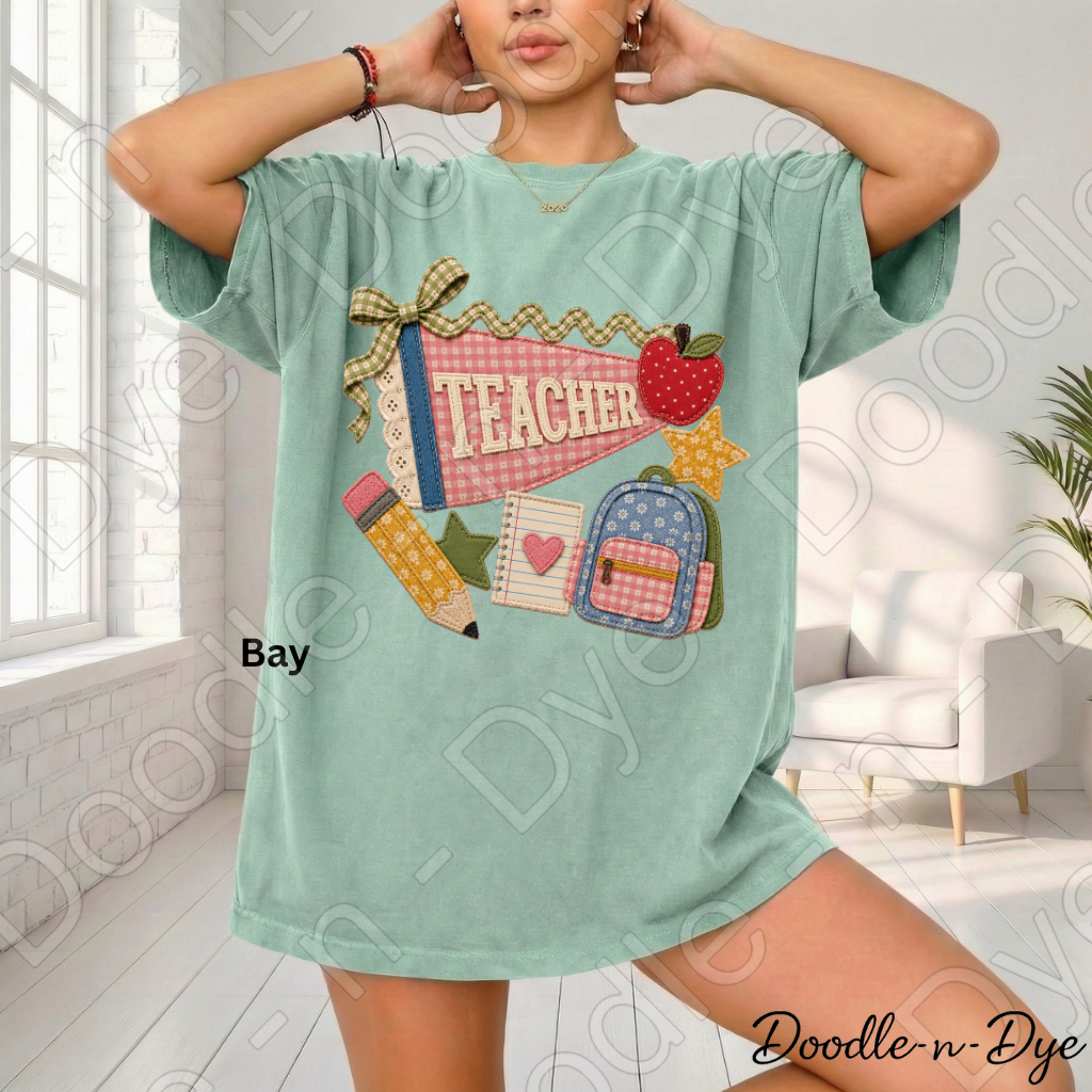 Vintage Teacher Shirt | Back to School Comfort Colors Tee | Retro Patchwork Teacher Graphic Tee | Cute Teacher Gift | Comfort Colors 1717