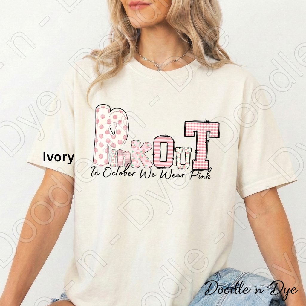 Pink Out – In October We Wear Pink | Original Breast Cancer Awareness Comfort Colors® T-Shirt | Pink Ribbon Survivor Support Tee