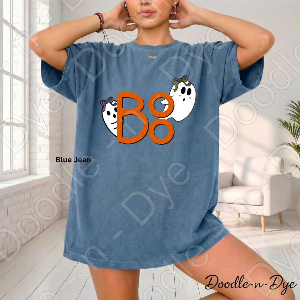 BOO Ghost Halloween Shirt, Cute Ghost Tee, Doodle-n-Dye Original, Comfort Colors 1717, Spooky Season Shirt, Fall Halloween Graphic Tee