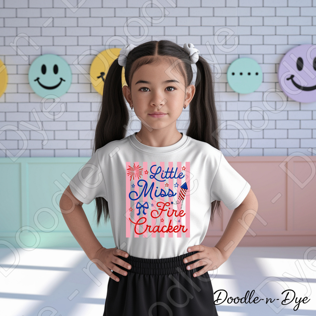 Youth 4th of July Comfort Colors Tee, Little Miss Firecracker Shirt, Patriotic Kids T Shirt, Red White & Blue Tee,
