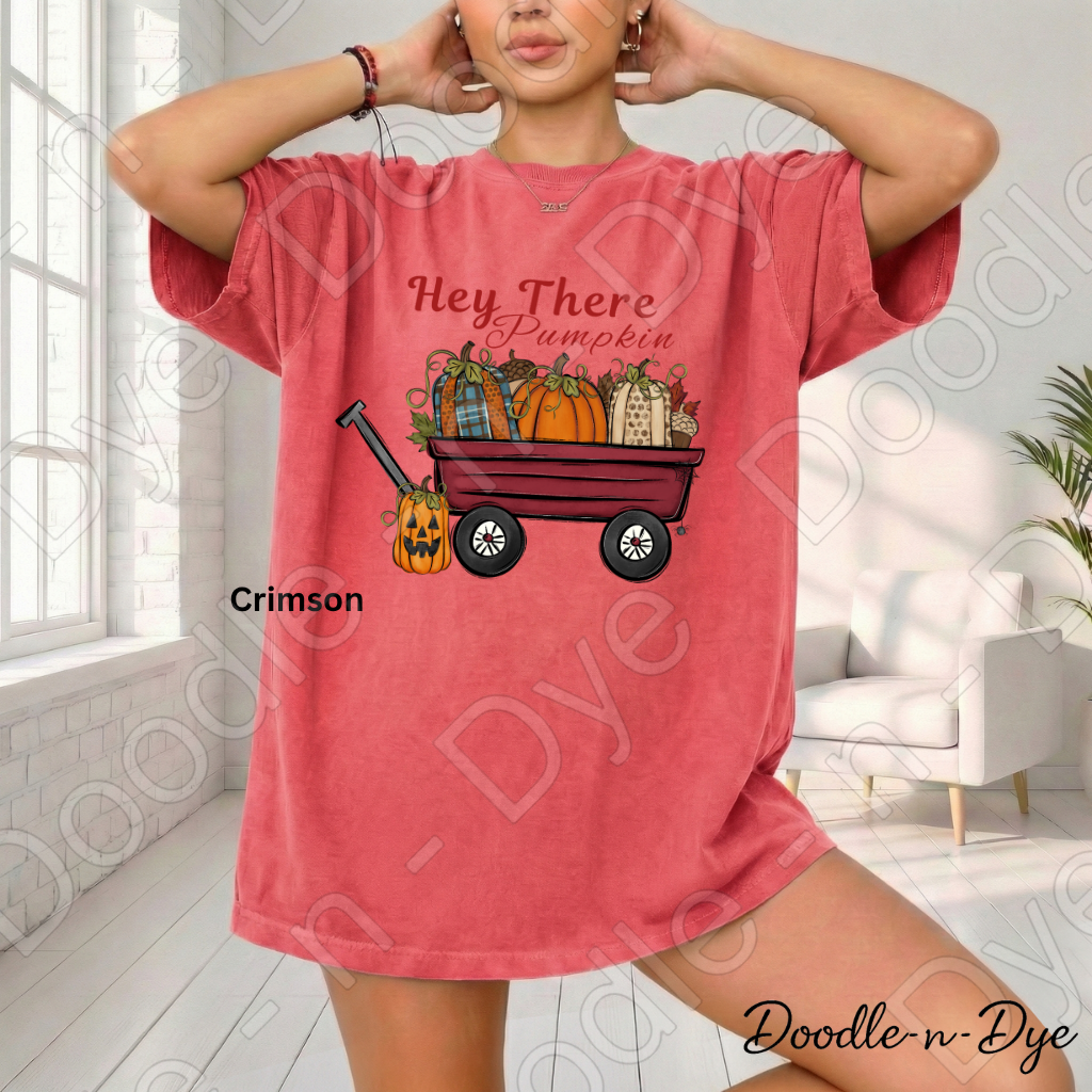 Hey There Pumpkin Shirt | Pumpkin Patch Wagon Tee | Comfort Colors 1717 | Cozy Fall Graphic Tee | Autumn Pumpkin Lover Shirt