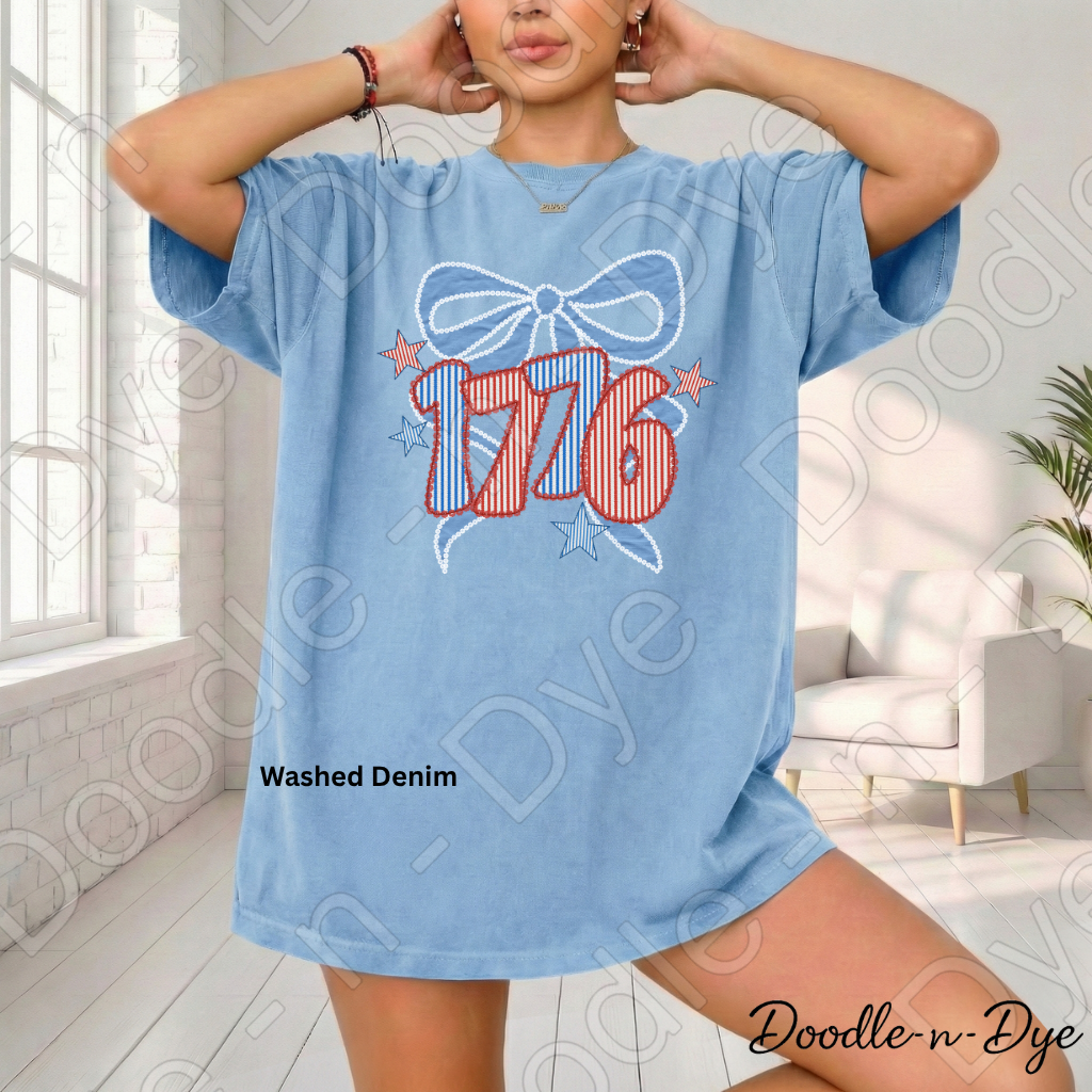 1776 Patriotic Shirt, USA 1776 Comfort Colors Tee, Fourth of July Shirt, America Coquette Bow Shirt, Patriotic Graphic Tee, Independence Day Shirt, 250th USA Anniversary