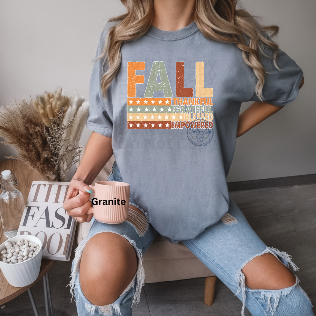 Fall Thankful Grateful Blessed Shirt | Autumn Graphic Tee | Thanksgiving Empowerment Shirt | Comfort Colors® 1717 Fall T-Shirt | Inspirational Fall Tee
