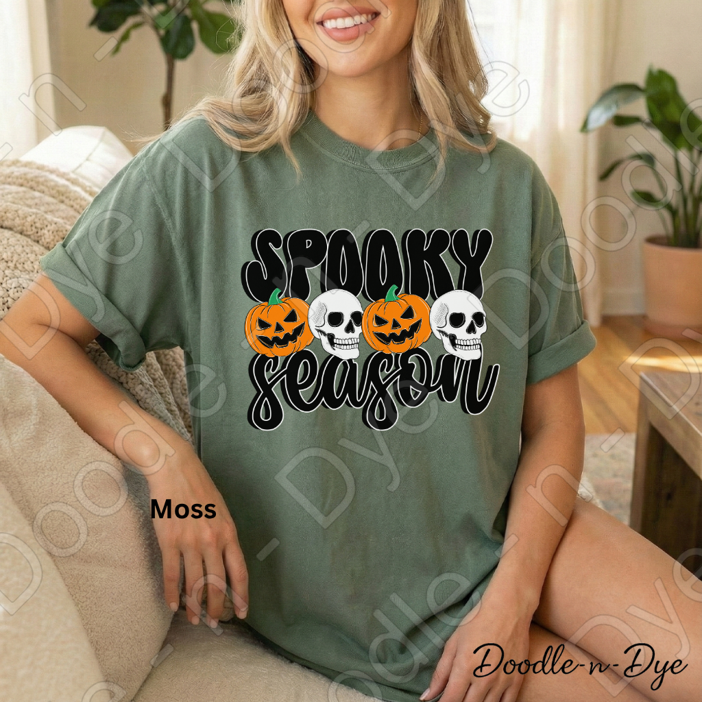 Spooky Season Shirt, Halloween Pumpkin Skull Tee, Comfort Colors Halloween Shirt, Cute Spooky Fall Graphic Tee, October Pumpkin Shirt
