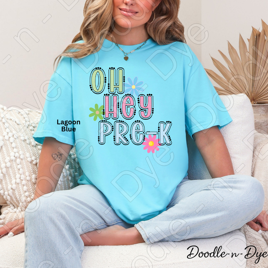 Pre-K Teacher Shirt, Pre-K Comfort Colors Teacher Tee, Doodle-n-Dye Original Design, Grade Level Pre-K Teacher Shirt, Preschool Teacher Gift, Back to School Teacher Tee