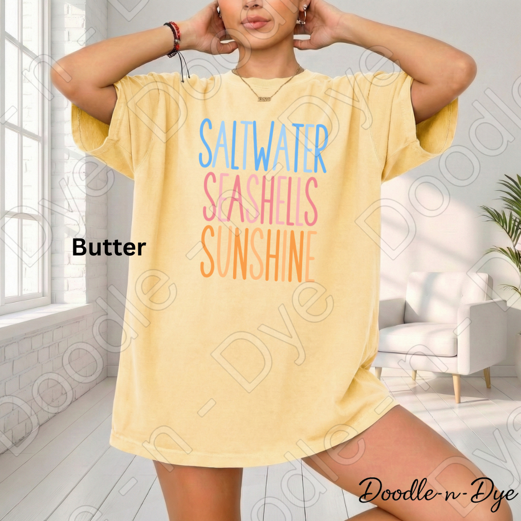 Saltwater Seashells Sunshine Shirt – Comfort Colors Beach Tee - Matching Family Tees