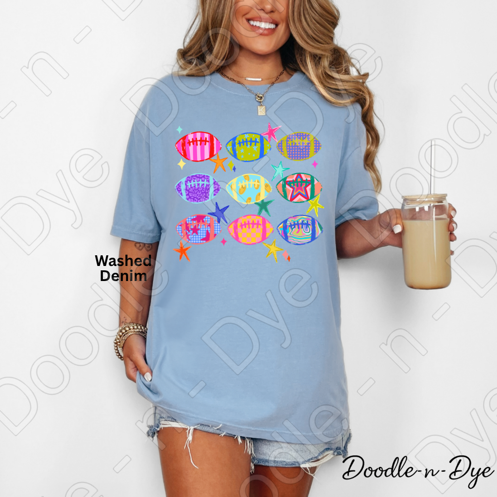 Colorful Football Shirt | Retro Game Day Comfort Colors Tee | Football Lover Graphic Shirt | Women's Football Season Tee | Comfort Colors Fall Football Tee
