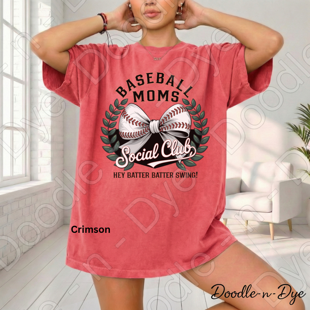 Baseball Moms Comfort Colors Tee, Moms Social Club Baseball Shirt, Hey Batter Batter Shirt, Baseball Moms Graphic, Baseball Moms Social Club T-Shirt