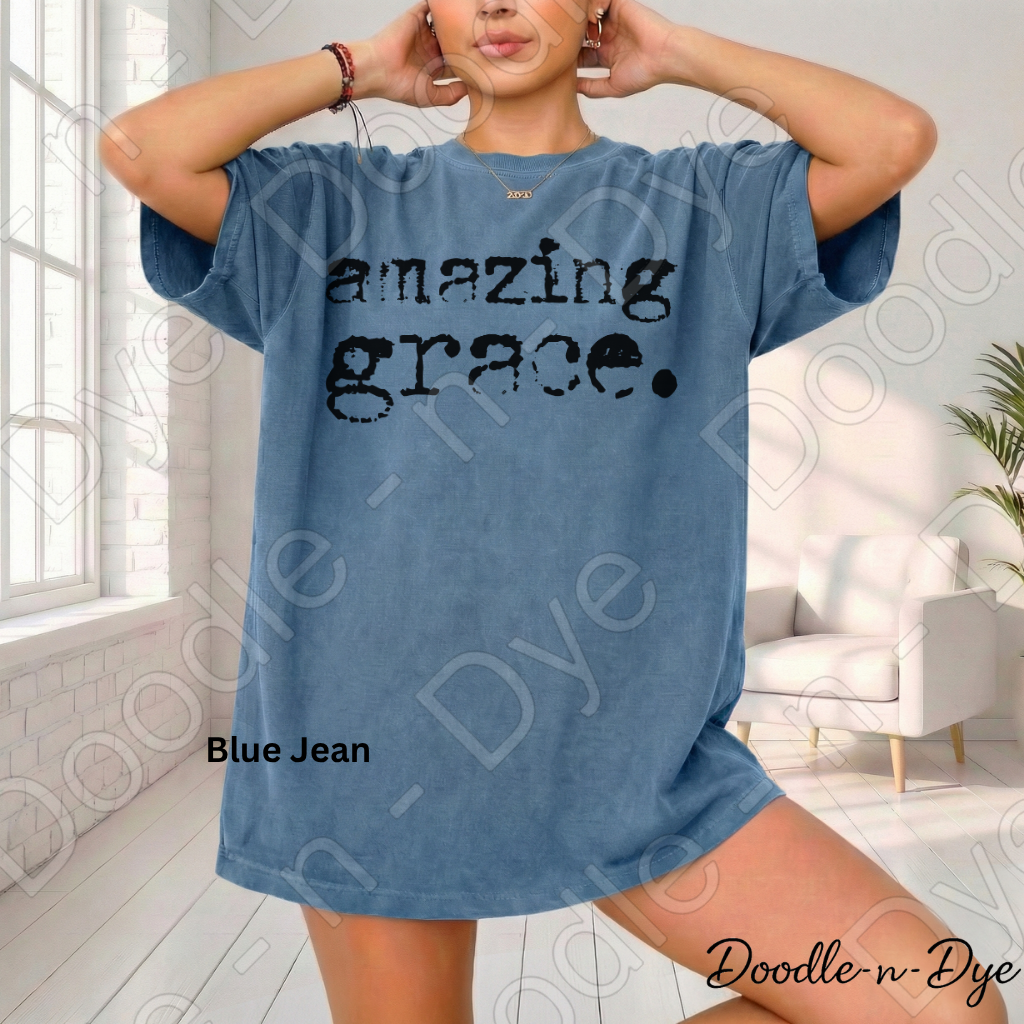 Christian Amazing Grace Shirt, Comfort Colors Vintage Faith-Based Tee, Christian Typography Typewrite T-Shirt