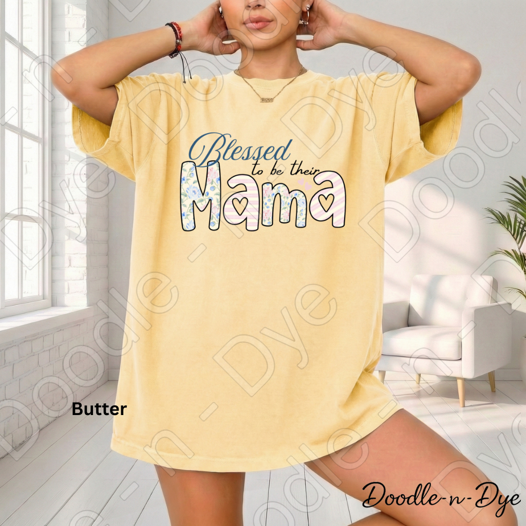 Blessed to Be Their Mama Shirt – Floral Comfort Colors Mom Tee - Mother's Day T-Shirt - Gift for Her
