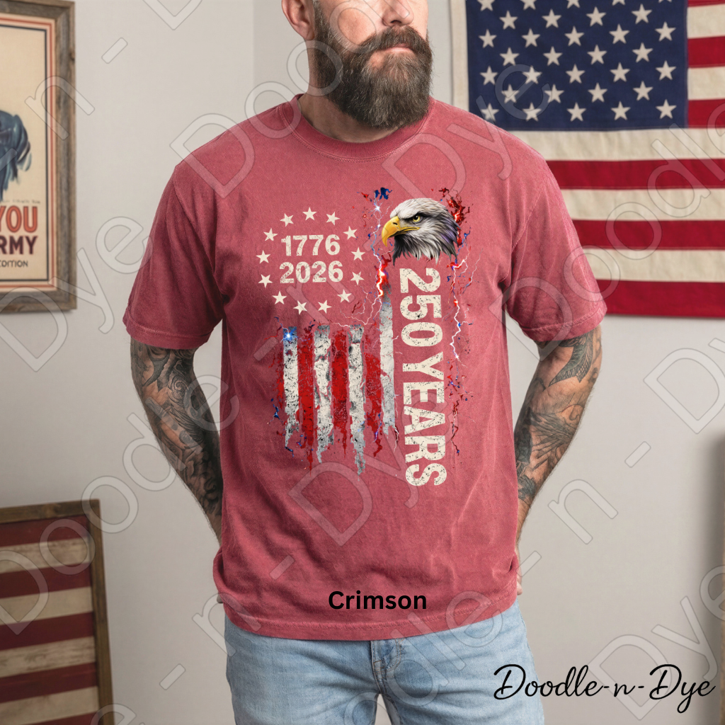 America 250 Anniversary Comfort Colors Tee, 1776-2026 July 4th Shirt, Bald Eagle Patriotic T-Shirt