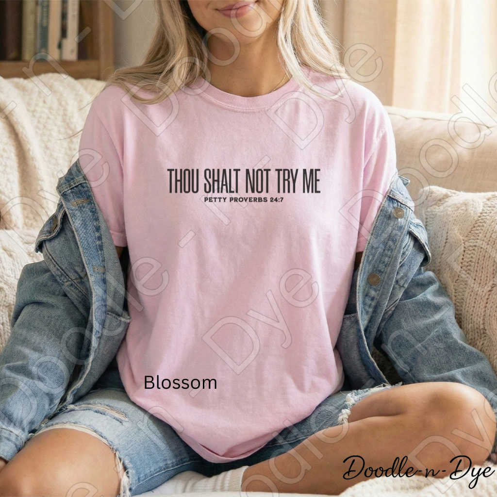 Petty Proverbs Shirt – Thou Shalt Not Try Me Comfort Colors Tee - Christian Humor T-Shirt