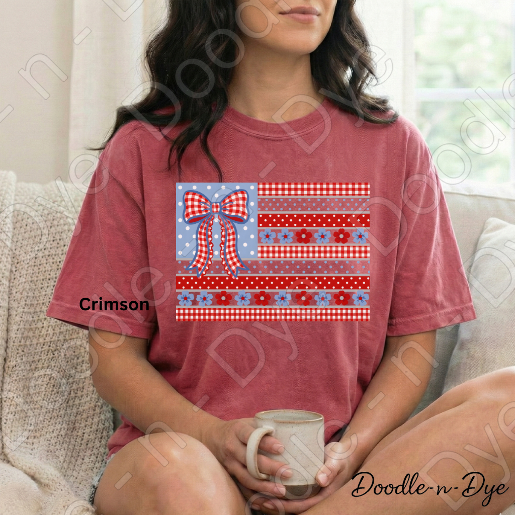 Patriotic Independence Day Comfort Colors Tee, Patchwork Quilt July 4th Shirt, Red White Blue 250th Anniversary T-Shirt