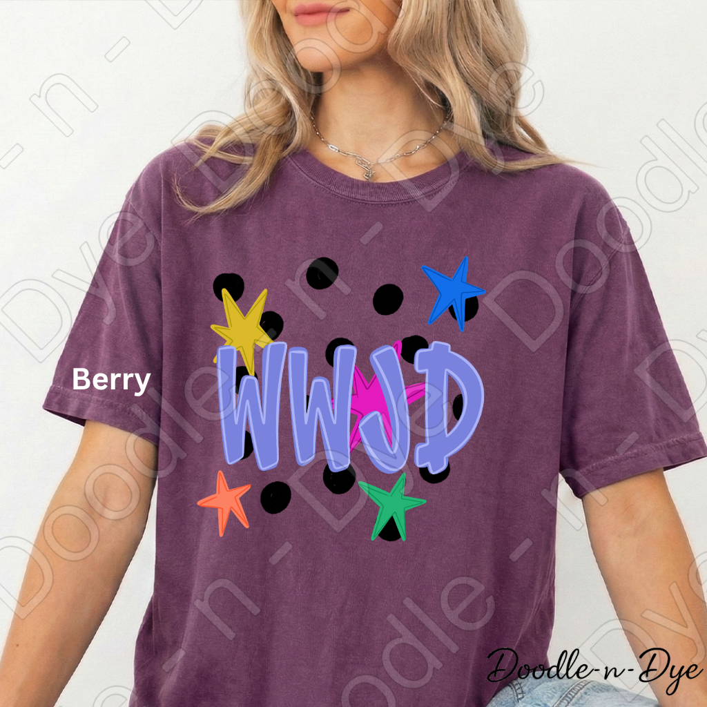 WWJD Shirt | Original Christian Comfort Colors Tee | What Would Jesus Do Graphic Shirt | Retro Faith Shirt | Colorful Christian Apparel