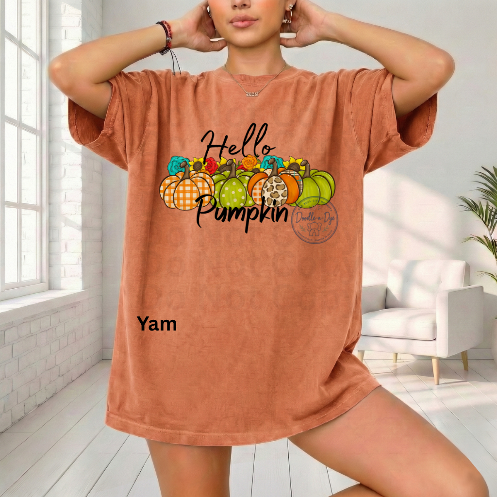 Hello Pumpkin Shirt | Original Fall Pumpkin Tee | Comfort Colors® 1717 Autumn Graphic Shirt | Cute Boutique Pumpkin Patch Tee