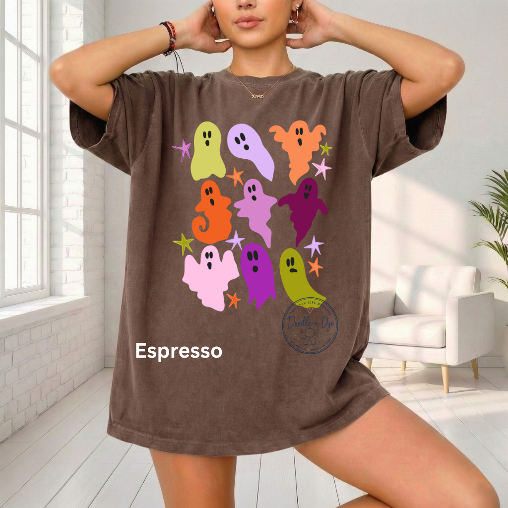 Cute Colorful Ghost Shirt | Comfort Colors® Halloween T-Shirt | Fall Spooky Season Ghost Tee | Pastel Halloween Shirt | Cute Ghost Graphic Tee