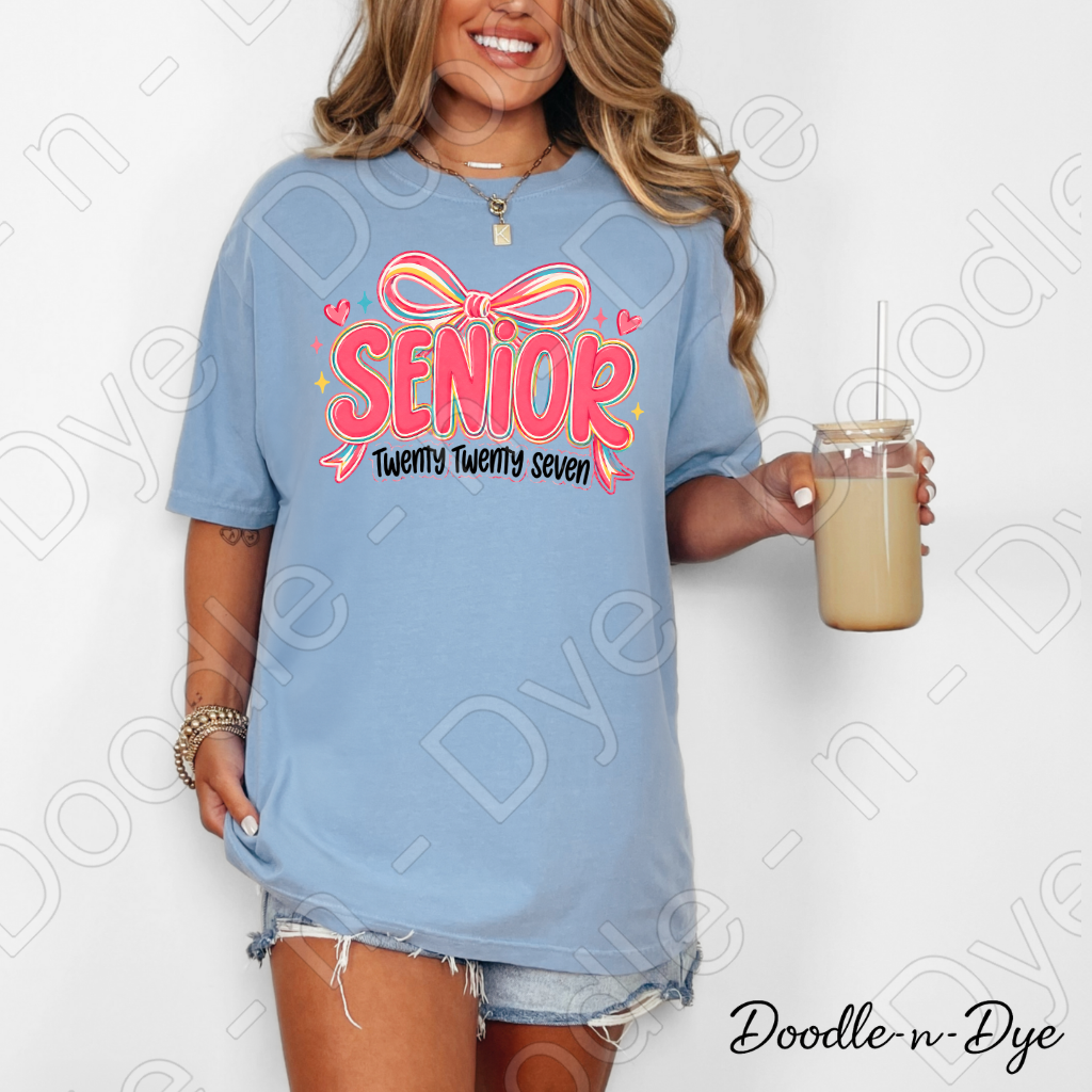 Senior 2027 Shirt Class of 2027 Comfort Colors® T-Shirt | Cute Coquette GO Senior Year Tee | Graduation Shirt | Senior Gift