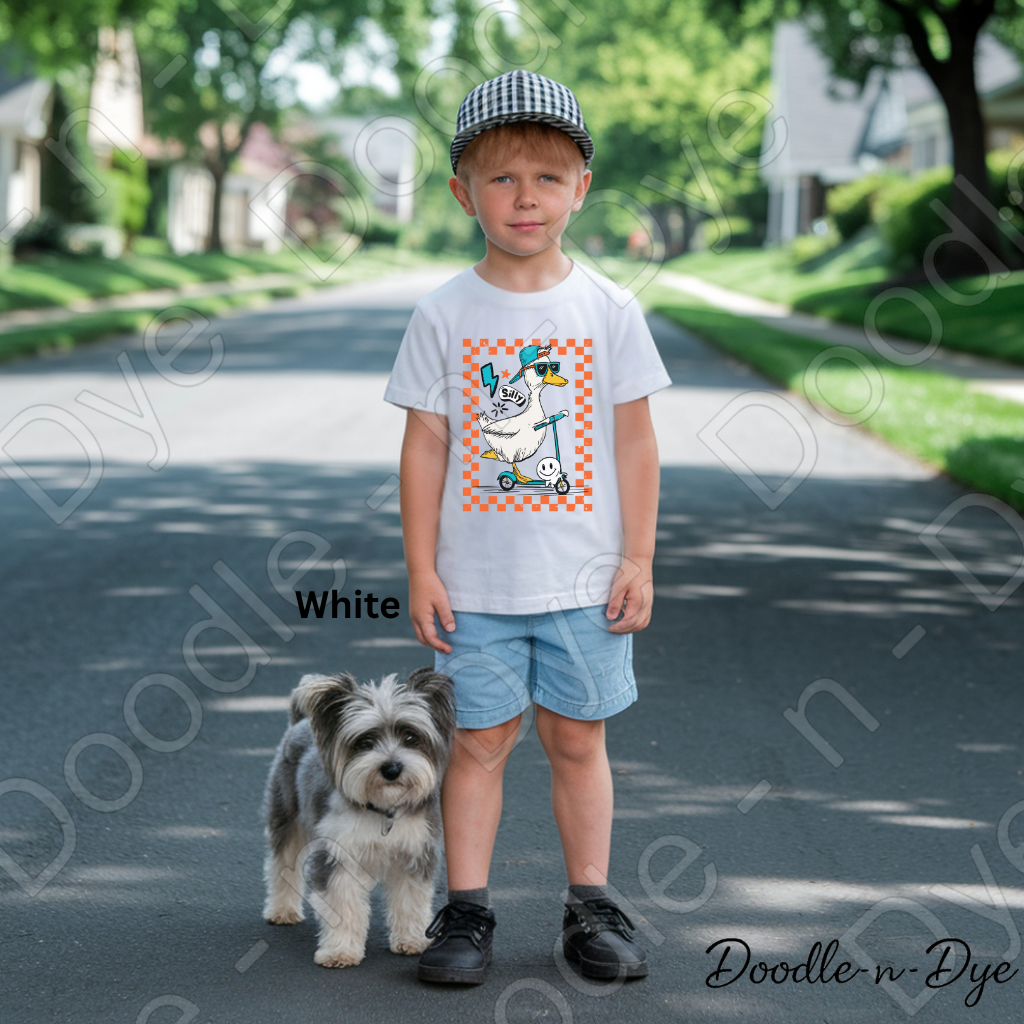 Youth Silly Goose Comfort Colors Tee, Summer Duck Scooter Shirt, Silly Duck T-Shirt, Youth Summer Graphic T Shirt