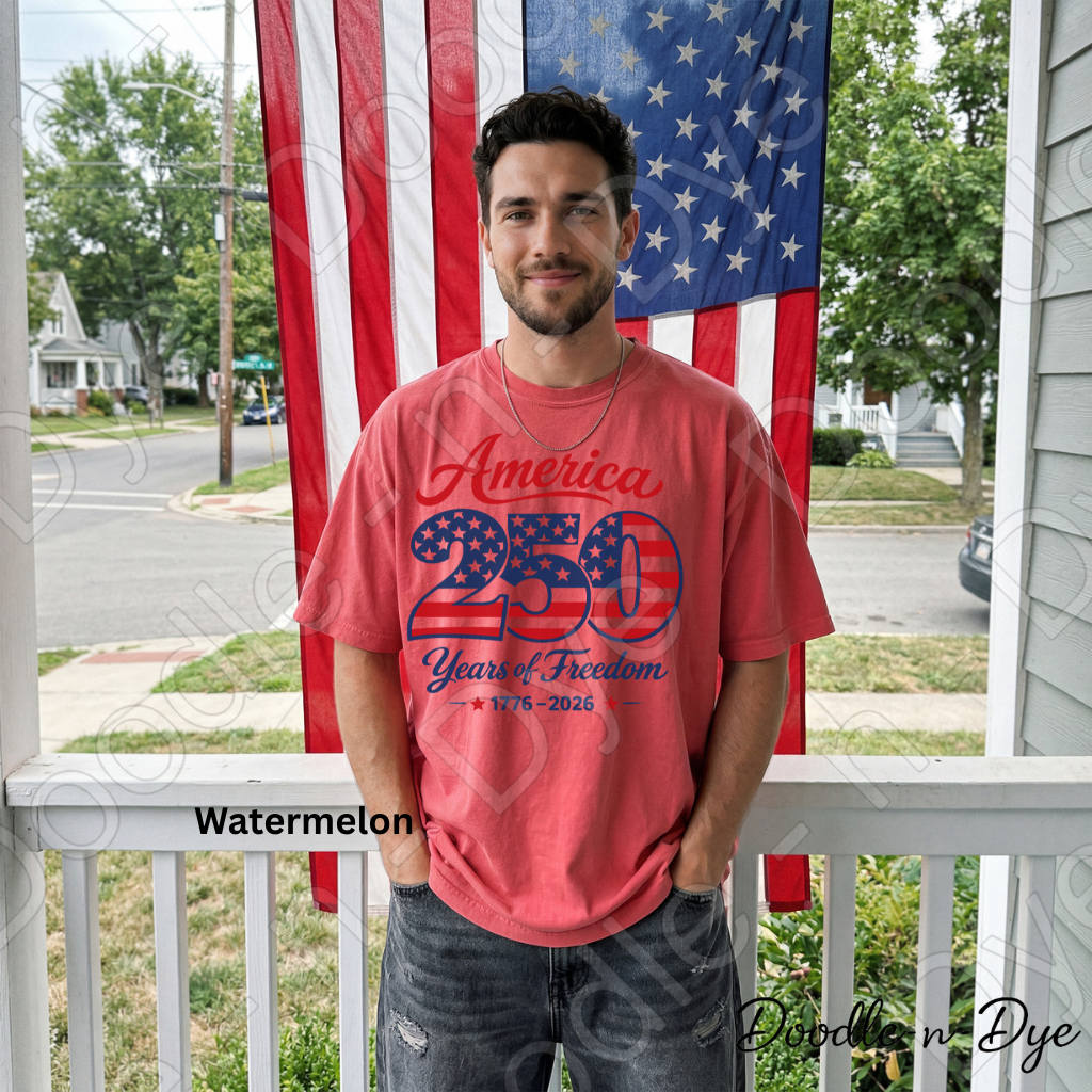 Patriotic July 4th Comfort Colors Tee, 250 Year of Freedom Shirt, 250th America Anniversary T-Shirt