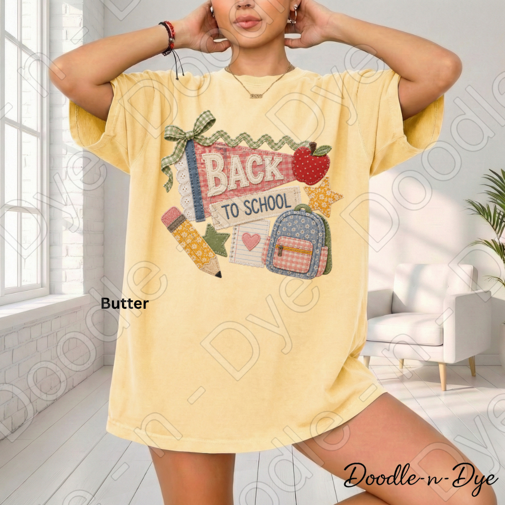 Retro Back to School Shirt | Vintage School Comfort Colors Tee | Cute Teacher Shirt | First Day of School Tee | Patchwork School Graphic Shirt
