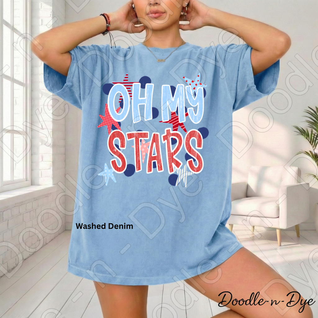 Oh My Stars Patriotic Shirt – Comfort Colors Red White & Blue Tee for 4th of July, Summer Events, Parades & Americana Outfits, 250th Anniversary Tee