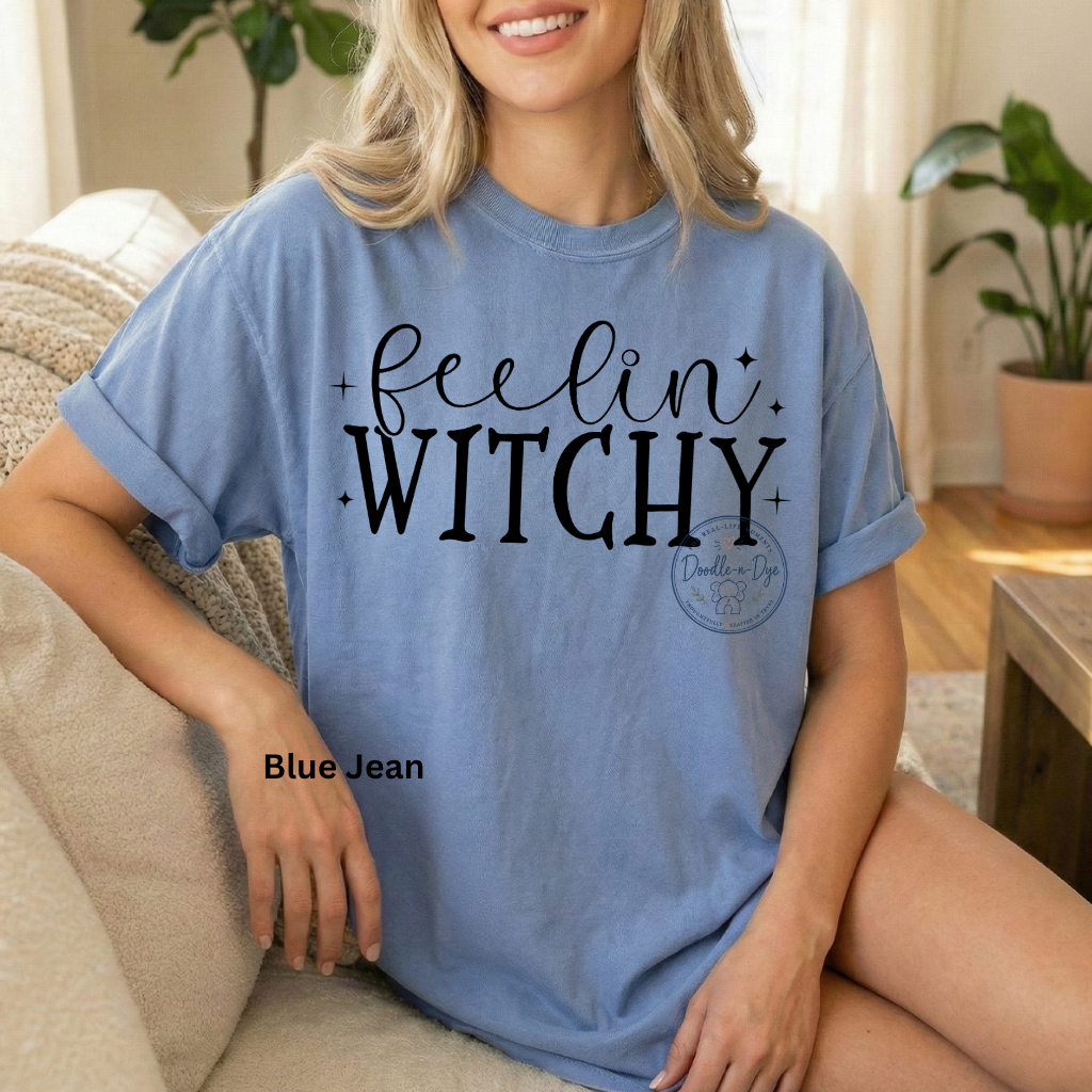 Feelin' Witchy Shirt | Comfort Colors® 1717 Halloween T-Shirt | Cute Fall Witch Graphic Tee | Spooky Season Shirt | Boutique Halloween Tee