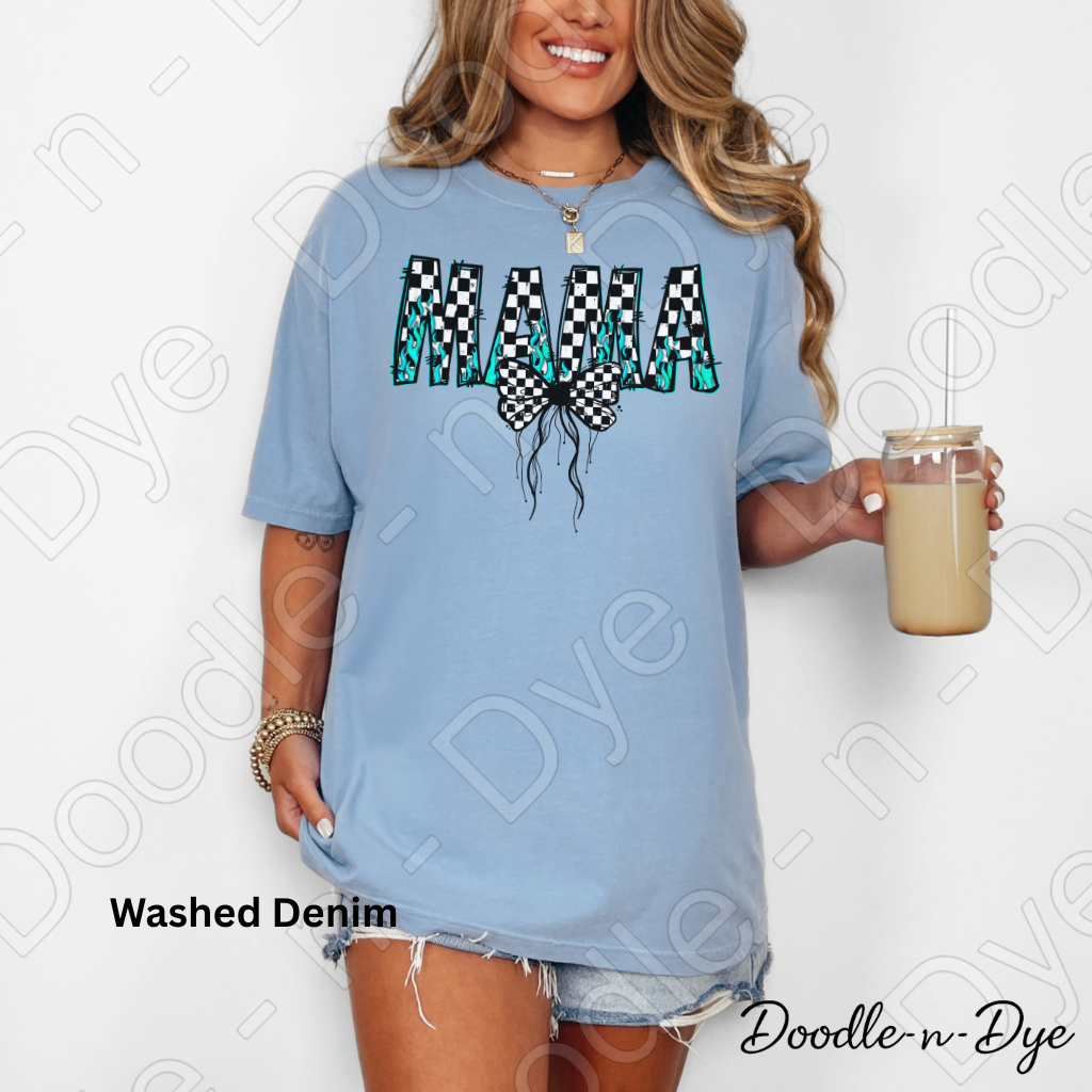 Mama Checkered Leopard Bow Shirt – Trendy Comfort Colors Mom Tee - Mother's Day Gift