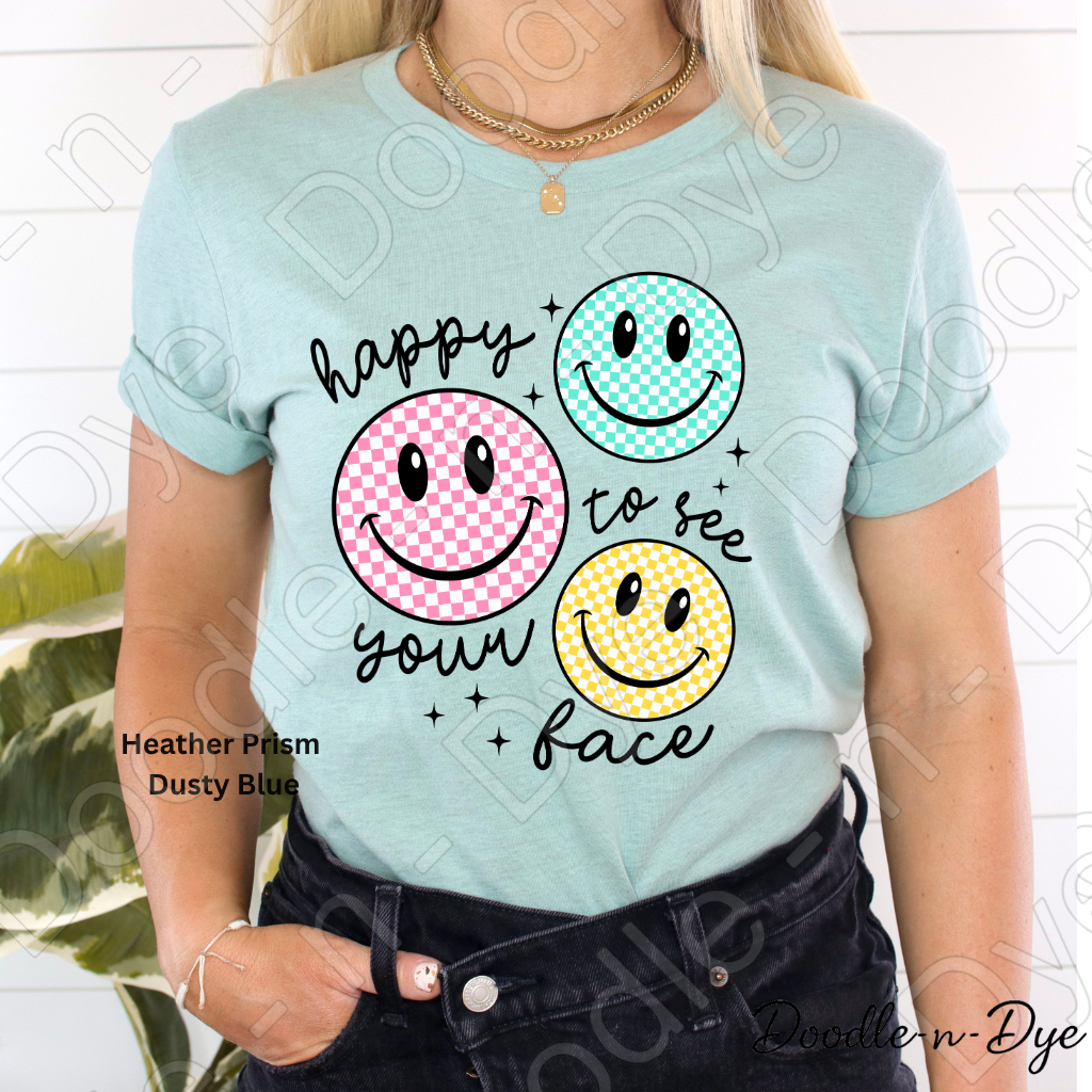 Teacher Happy to See Your Face Smiley Shirt, Bella Canvas Colorful Graphic Tee, Gift for Teacher