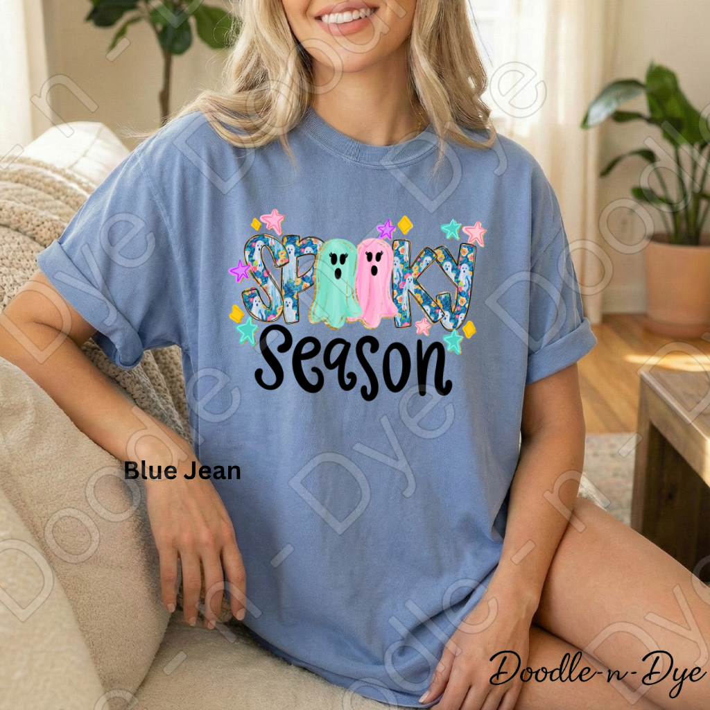 Preppy Spooky Season Ghost Shirt | Cute Halloween Comfort Colors® T-Shirt | Pastel Ghost Graphic Tee | Whimsical Fall Shirt | Cozy Halloween Tee