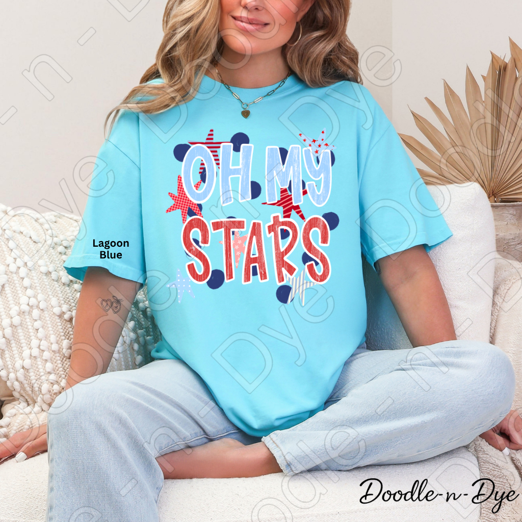 Oh My Stars Patriotic Shirt – Comfort Colors Red White & Blue Tee for 4th of July, Summer Events, Parades & Americana Outfits, 250th Anniversary Tee