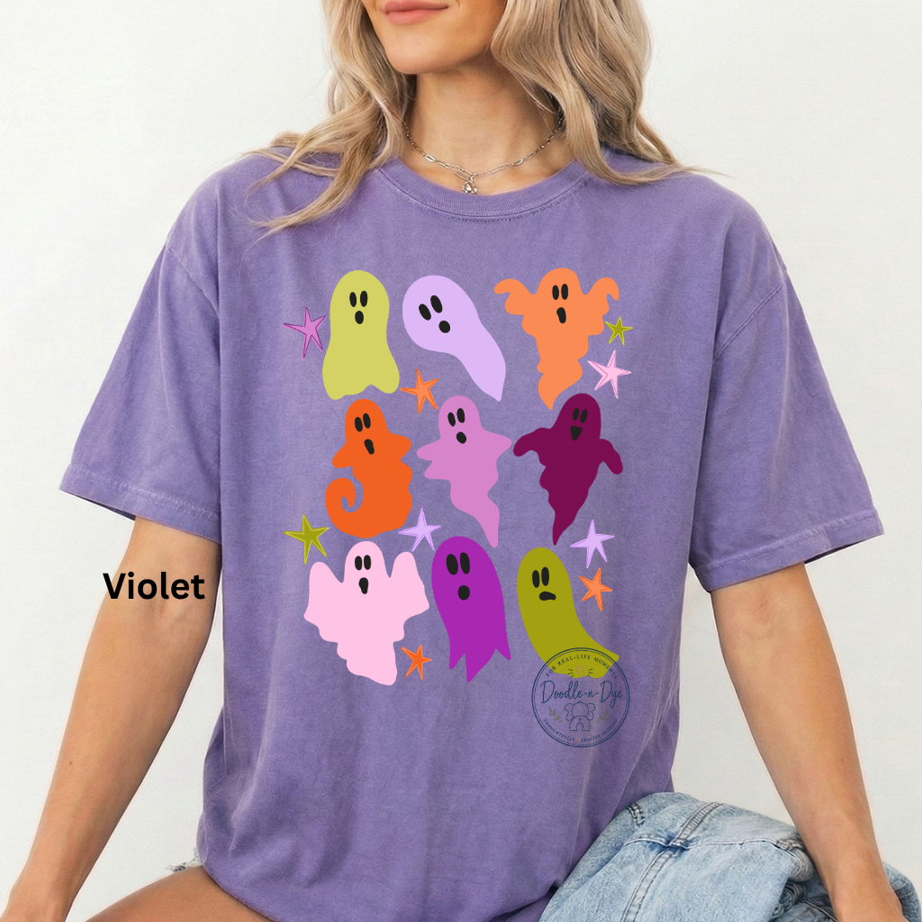 Cute Colorful Ghost Shirt | Comfort Colors® Halloween T-Shirt | Fall Spooky Season Ghost Tee | Pastel Halloween Shirt | Cute Ghost Graphic Tee