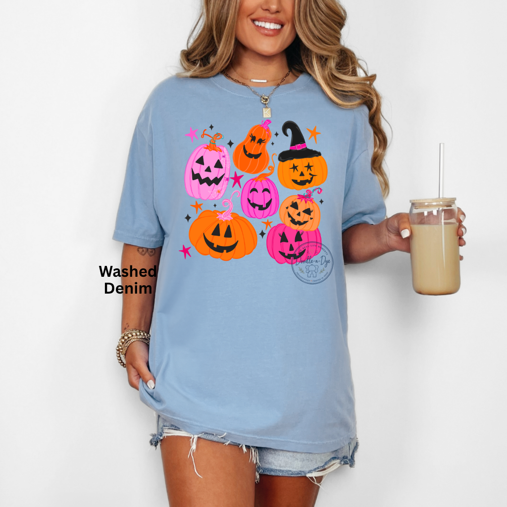 Cute Halloween Pumpkin Shirt | Comfort Colors® 1717 Jack O Lantern T-Shirt | Fall Colorful Pumpkin Graphic Tee | Spooky Season Shirt