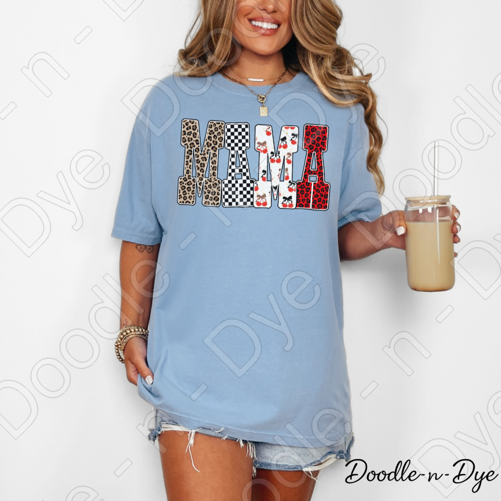 Mama Shirt – Comfort Colors 1717 Mixed Pattern Mom Tee - Mother's Day Gift for Mom