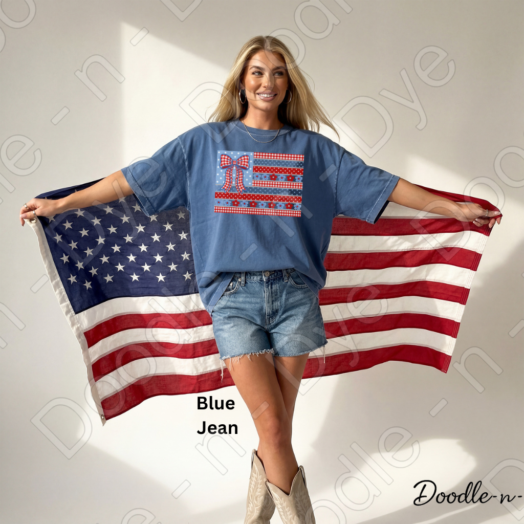 Patriotic Independence Day Comfort Colors Tee, Patchwork Quilt July 4th Shirt, Red White Blue 250th Anniversary T-Shirt