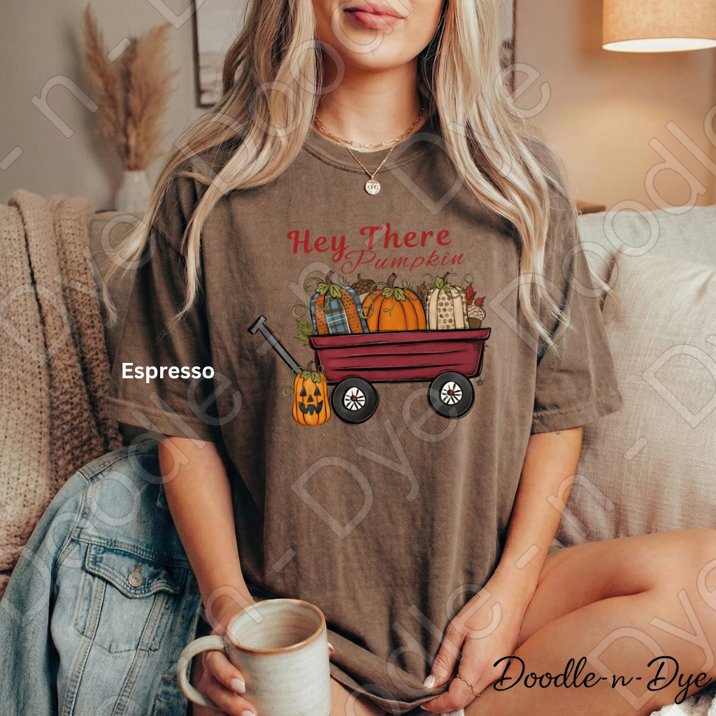 Hey There Pumpkin Shirt | Pumpkin Patch Wagon Tee | Comfort Colors 1717 | Cozy Fall Graphic Tee | Autumn Pumpkin Lover Shirt