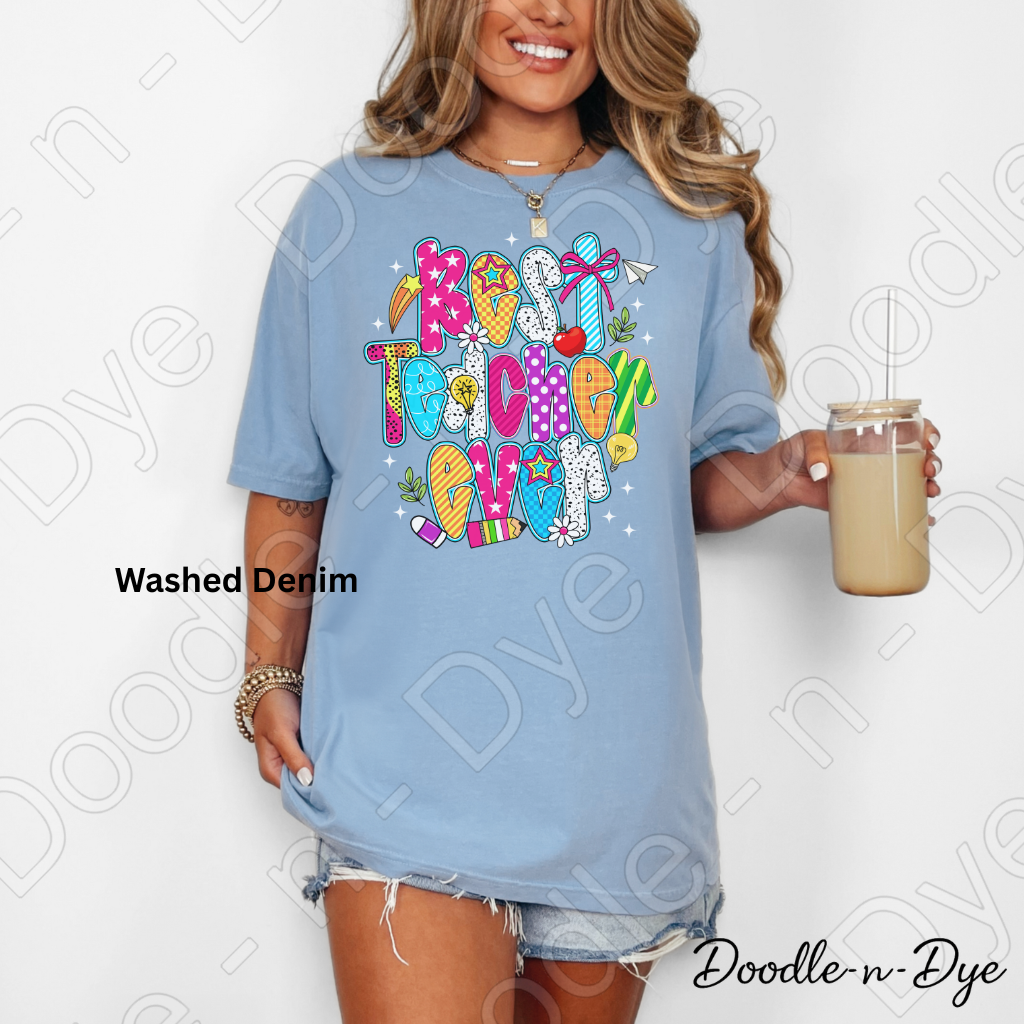 Best Teacher Ever Shirt – Comfort Colors 1717 Colorful Teacher Tee - Teacher Appreciation T-Shirt
