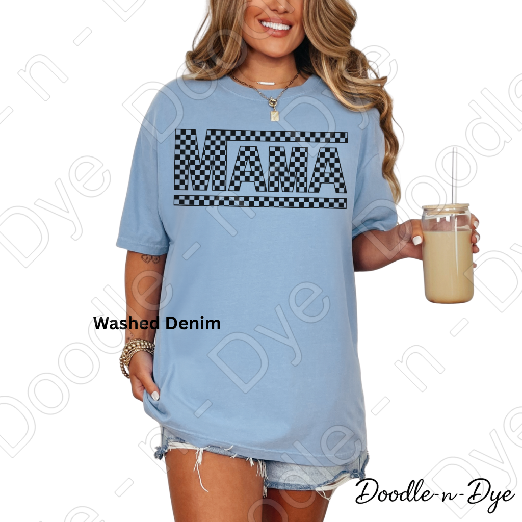 Retro MAMA Comfort Colors Tee, Mother's Day Shirt, Checkered MAMA Graphic T-Shirt, Gift for Her