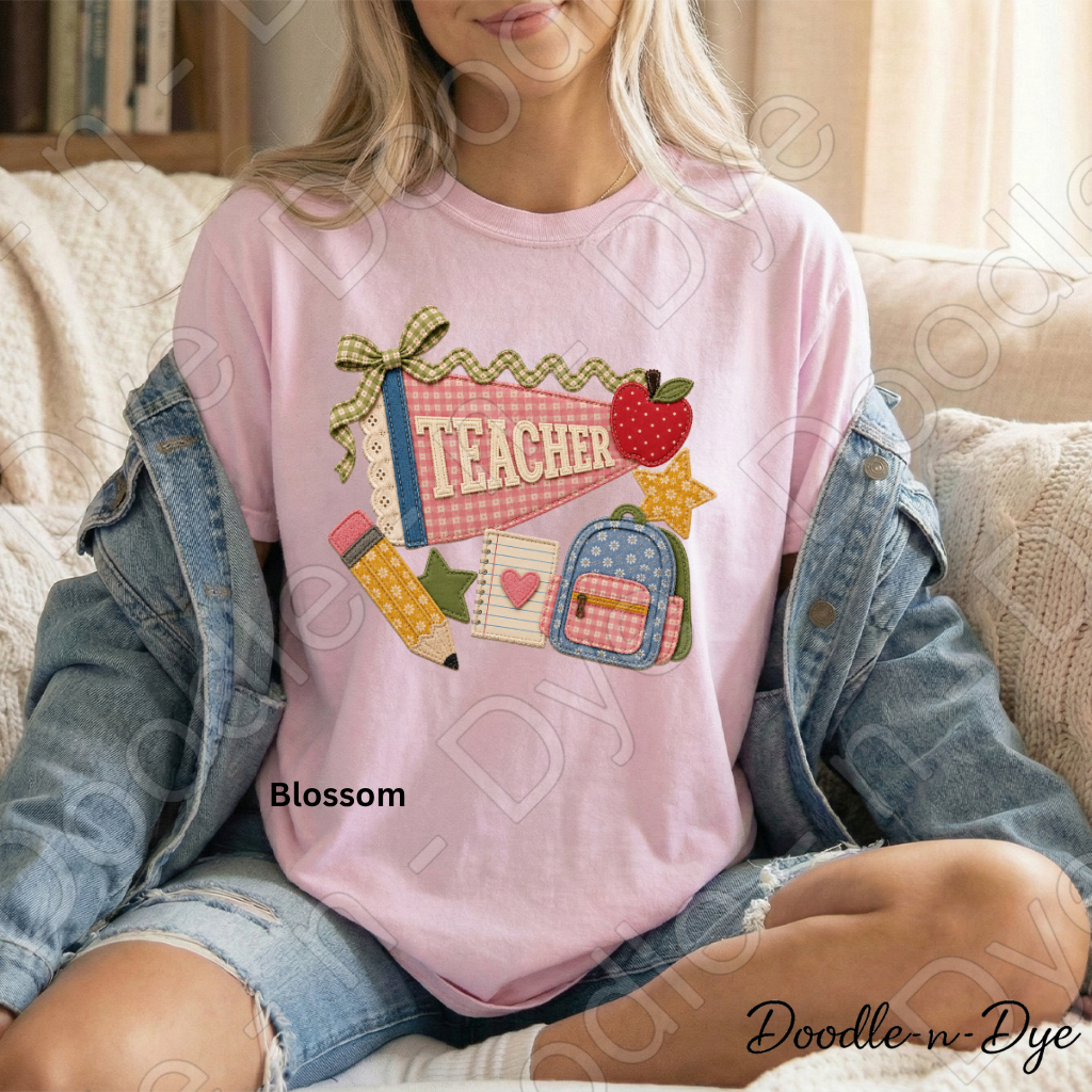 Vintage Teacher Shirt | Back to School Comfort Colors Tee | Retro Patchwork Teacher Graphic Tee | Cute Teacher Gift | Comfort Colors 1717
