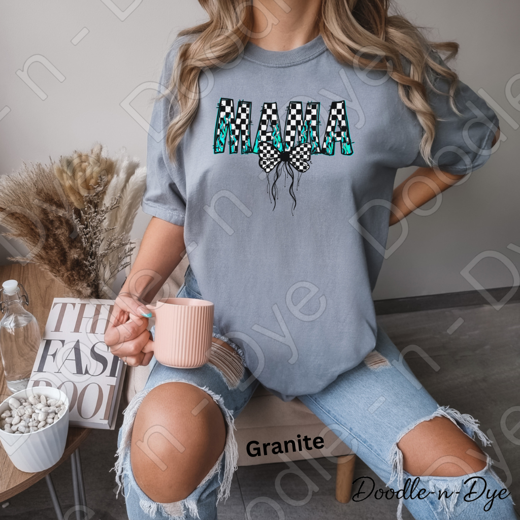 Mama Checkered Leopard Bow Shirt – Trendy Comfort Colors Mom Tee - Mother's Day Gift