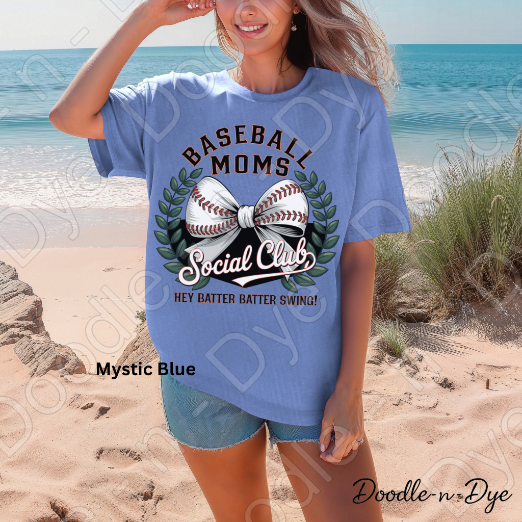 Baseball Moms Comfort Colors Tee, Moms Social Club Baseball Shirt, Hey Batter Batter Shirt, Baseball Moms Graphic, Baseball Moms Social Club T-Shirt