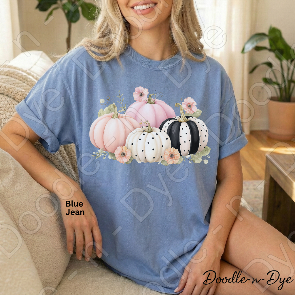 Shabby Chic Pumpkin Shirt, Pink Pumpkin Farmhouse Tee, Comfort Colors Fall Shirt, Cottagecore Pumpkin Shirt, Floral Autumn Graphic Tee
