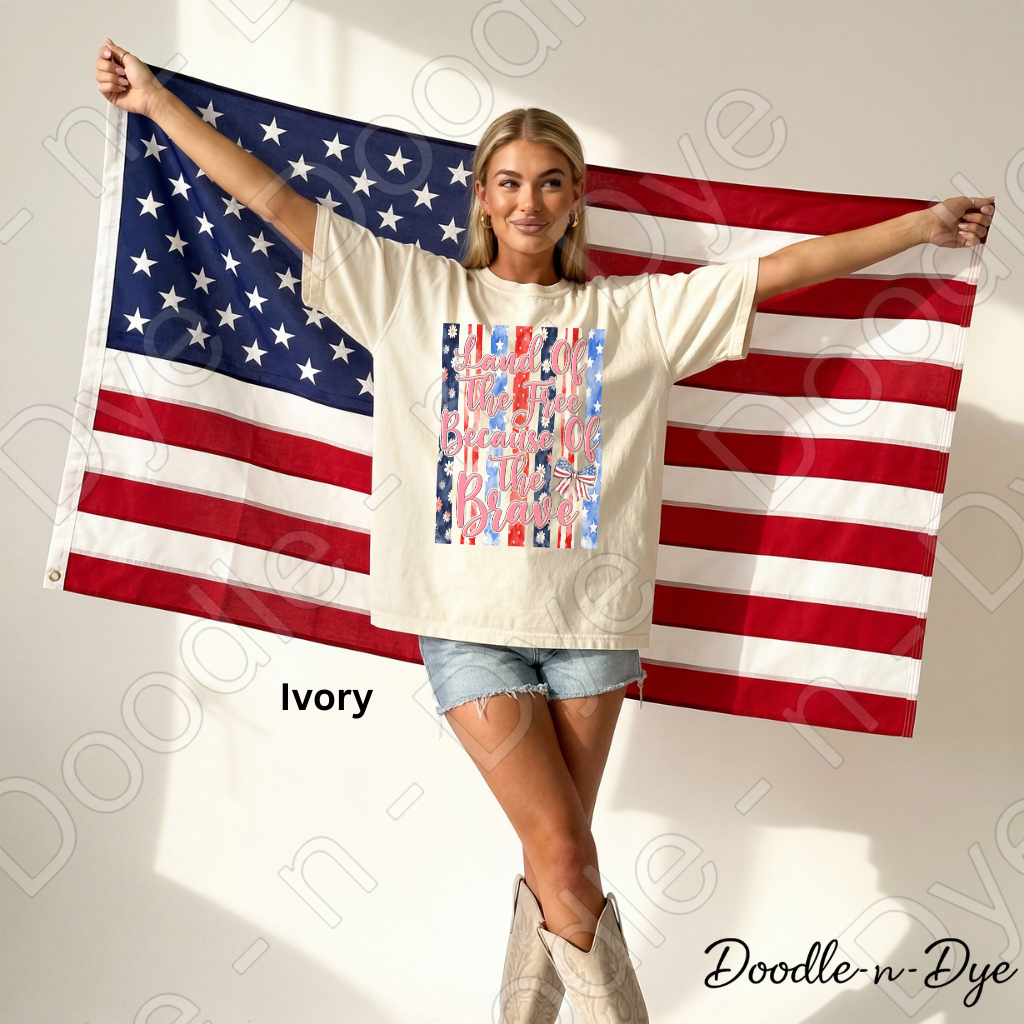 Land of the Free Because of the Brave Shirt – Comfort Colors Tee - July 4th T-Shirt, Independence Day Tshirt