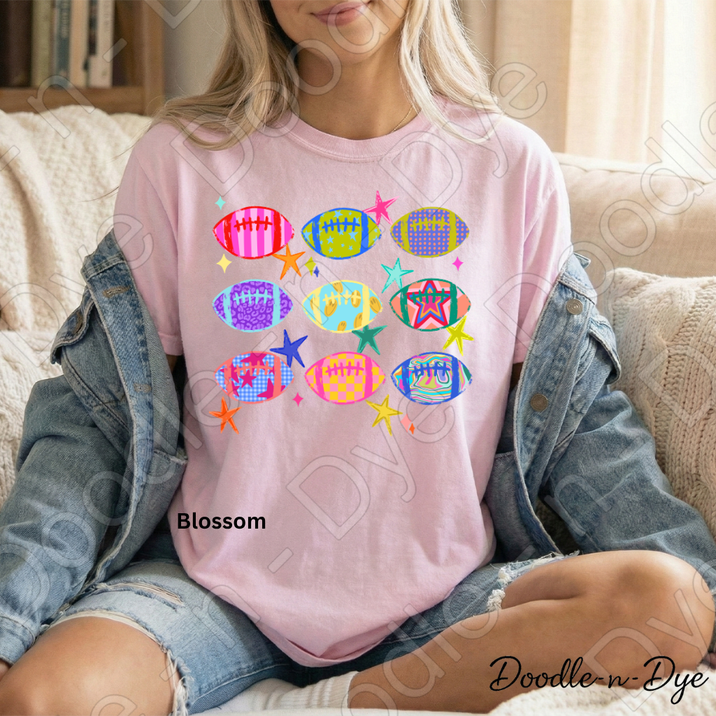 Colorful Football Shirt | Retro Game Day Comfort Colors Tee | Football Lover Graphic Shirt | Women's Football Season Tee | Comfort Colors Fall Football Tee
