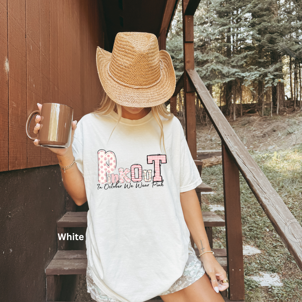 Pink Out – In October We Wear Pink | Original Breast Cancer Awareness Comfort Colors® T-Shirt | Pink Ribbon Survivor Support Tee