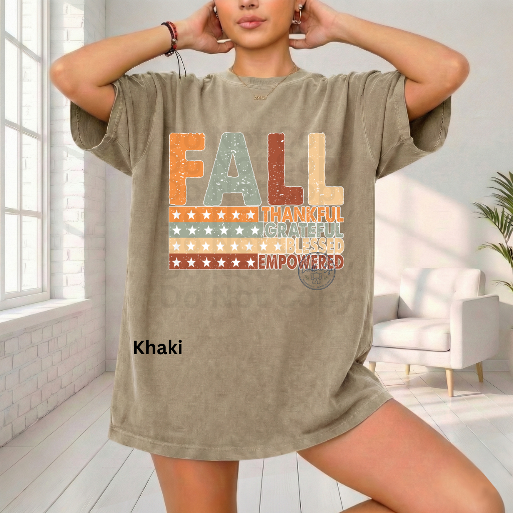Fall Thankful Grateful Blessed Shirt | Autumn Graphic Tee | Thanksgiving Empowerment Shirt | Comfort Colors® 1717 Fall T-Shirt | Inspirational Fall Tee