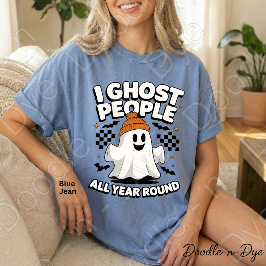 I Ghost People All Year Round Shirt, Funny Ghost Halloween Tee, Comfort Colors Ghost Shirt, Introvert Humor Shirt, Cute Spooky Season Tee, Ghost Lover Gift