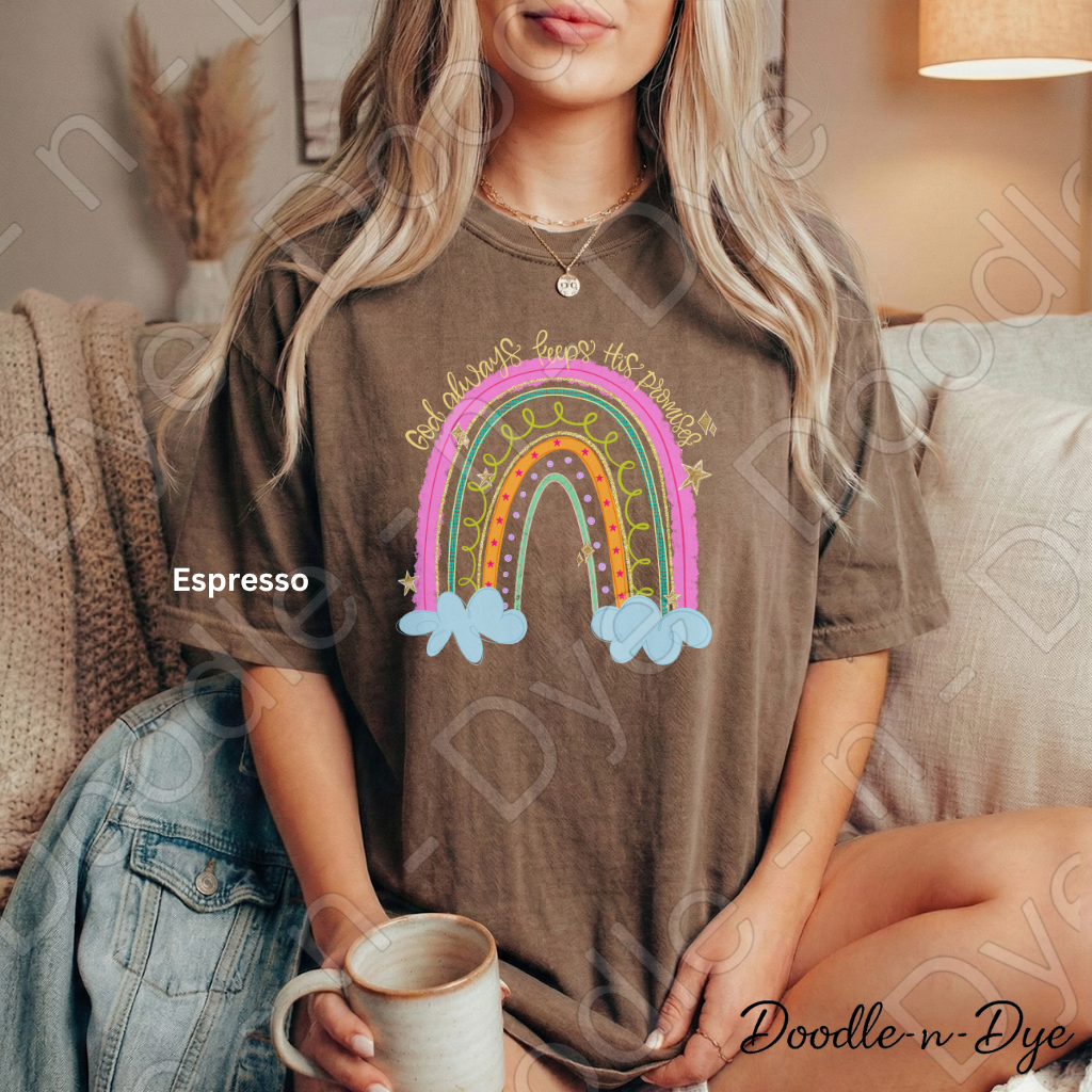 God Always Keeps His Promises Shirt, Christian Rainbow Tee, Faith Comfort Colors Shirt, Inspirational Bible Verse Tee, Christian Gift for Women