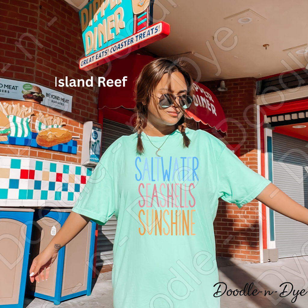 Saltwater Seashells Sunshine Shirt – Comfort Colors Beach Tee - Matching Family Tees
